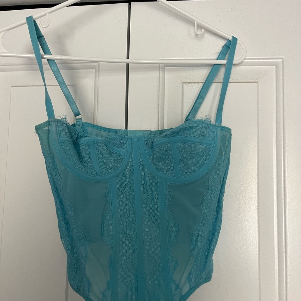 Teal Lace Corset Top